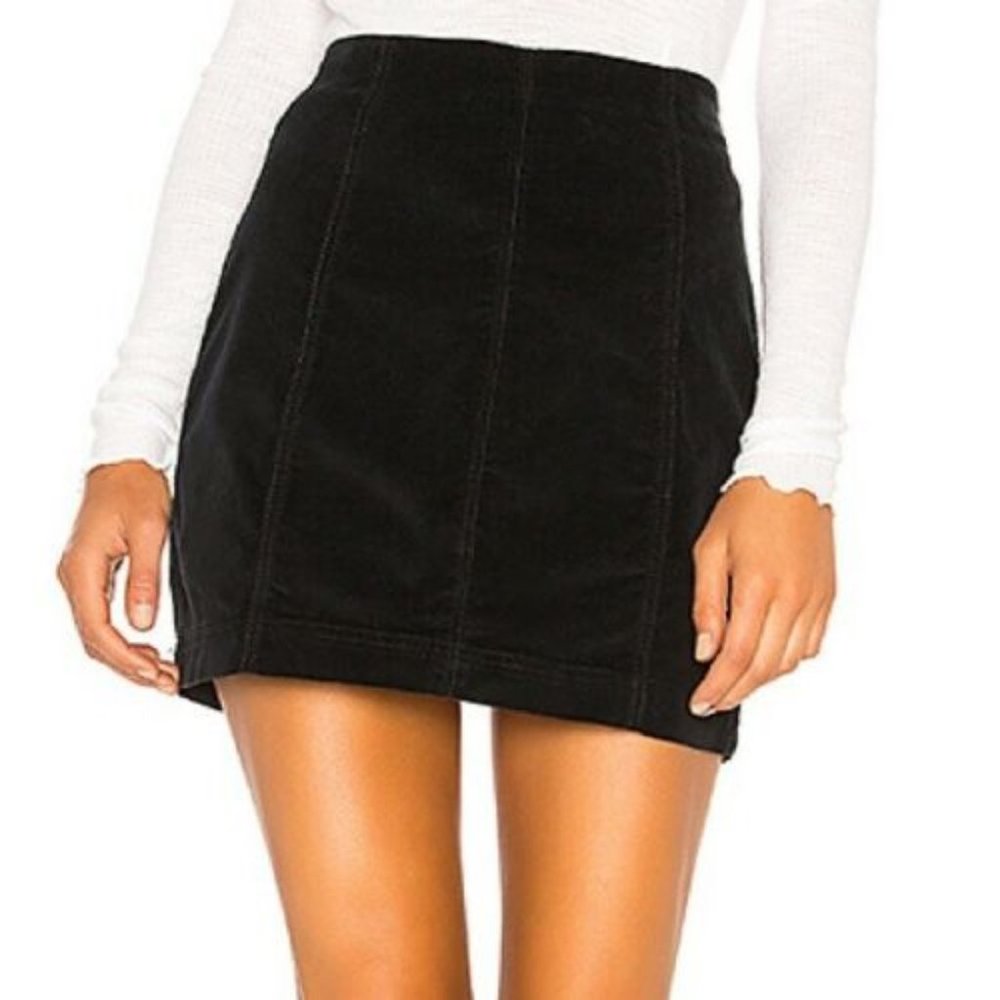 Free People Modern Femme Washed Black Denim Mini Skirt, Size 4
